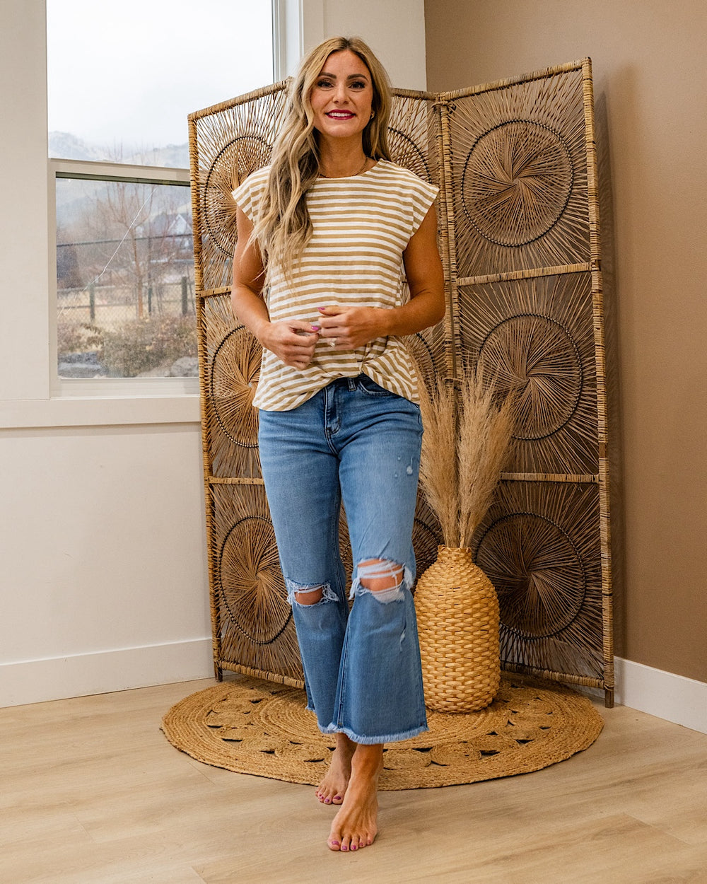 Erin Striped Twist Top - Mocha FINAL SALE Staccato