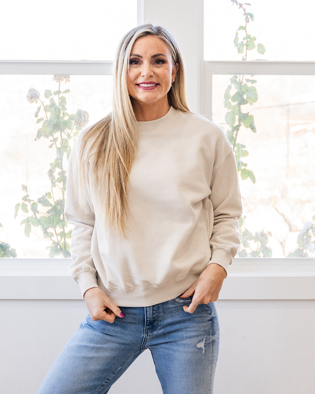 The Go To Fleece Crewneck Sweatshirt - Beige Reflex