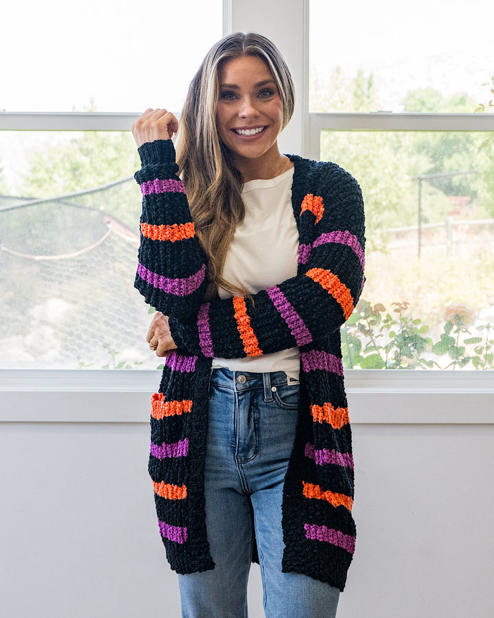 NEW! Halloween Striped Popcorn Cardigan Michelle Mae