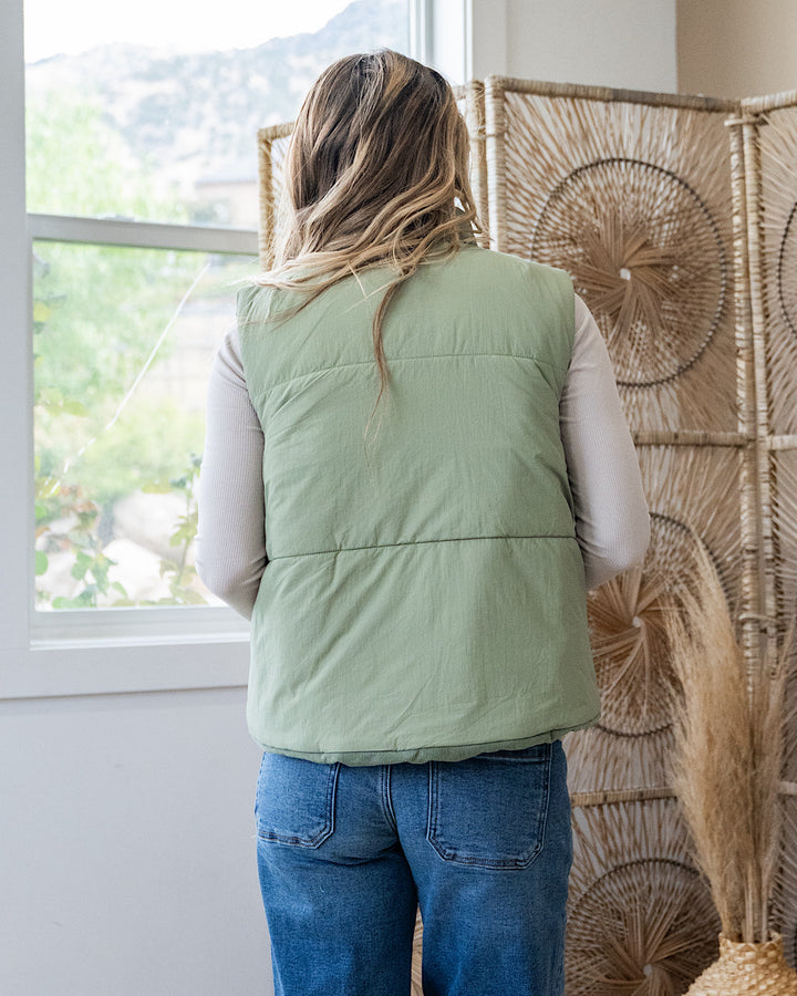 Corduroy Reversible Puffer Vest - Sage FINAL SALE Staccato