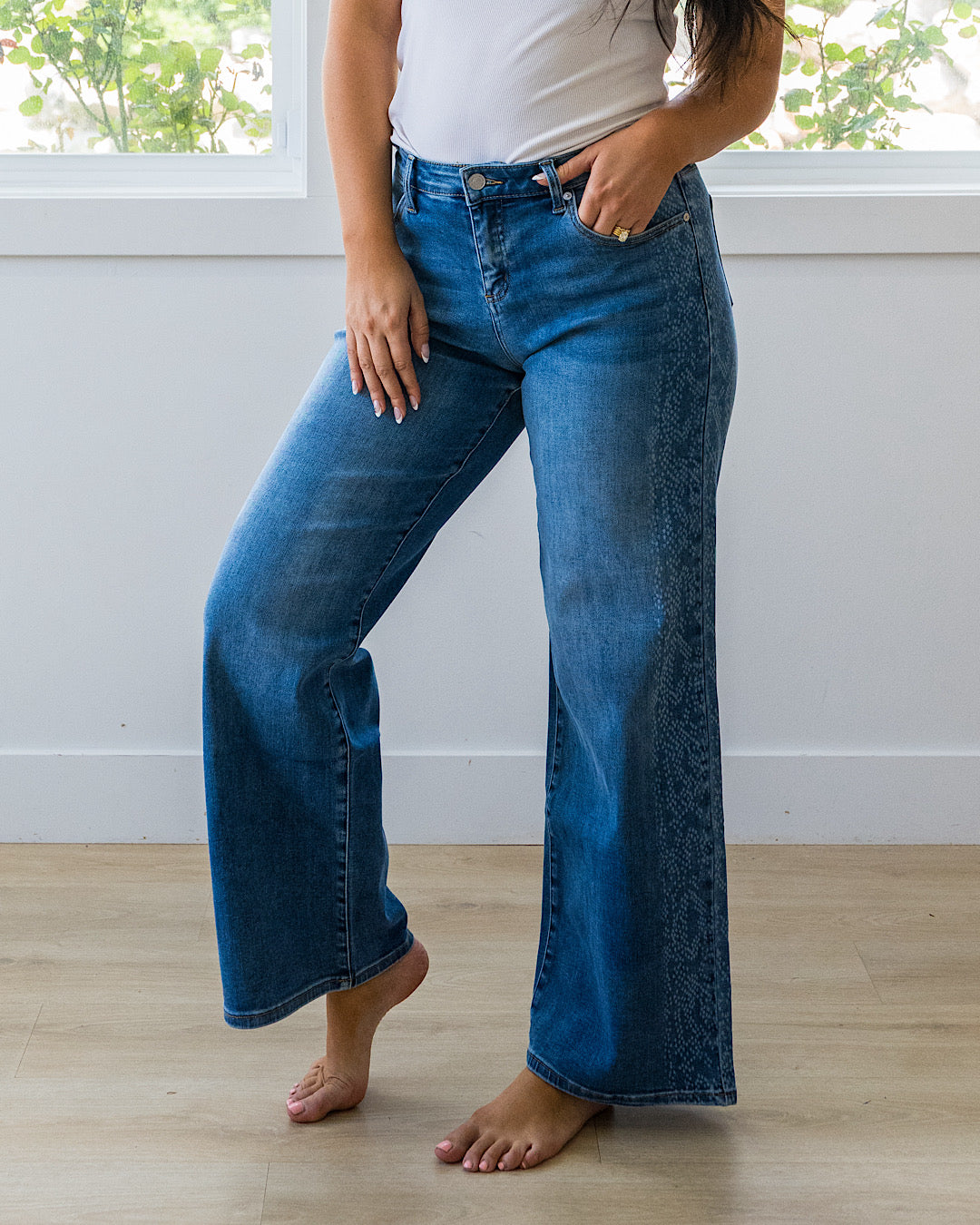 KanCan Isla Snakeskin Wide Leg Jeans KanCan