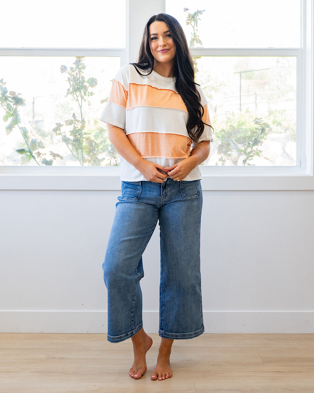 NEW! Maya Color Block Top - Peach Lovely Melody
