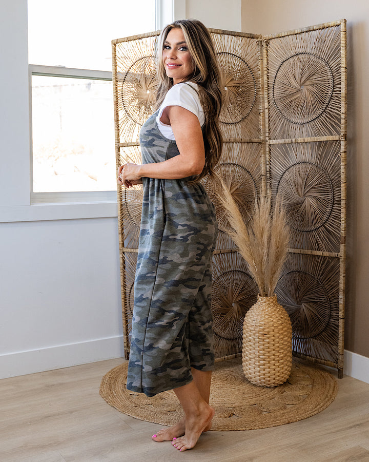 You Got Me Camo Print Jumpsuit Lovely Melody