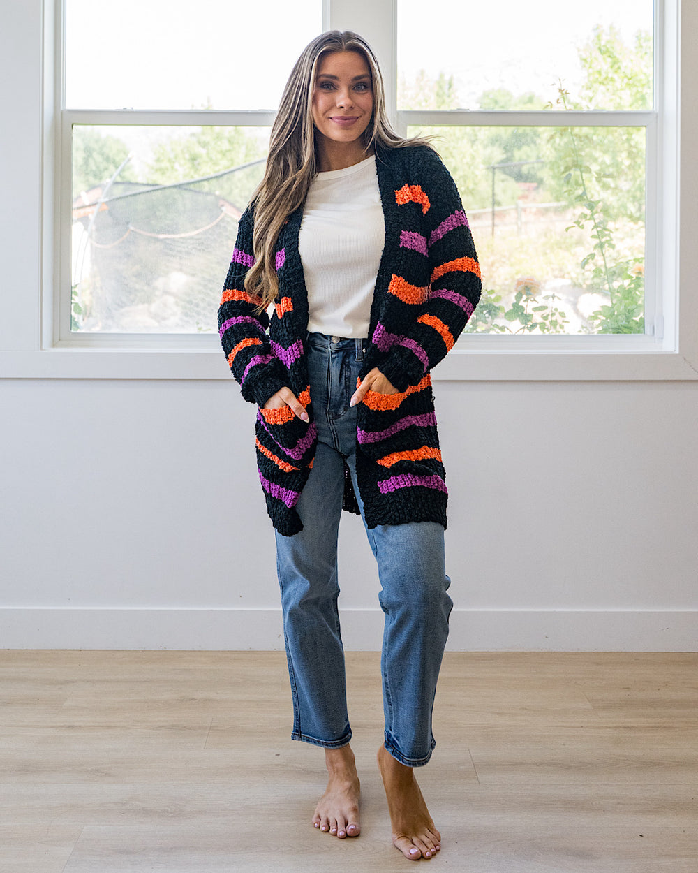 NEW! Halloween Striped Popcorn Cardigan Michelle Mae