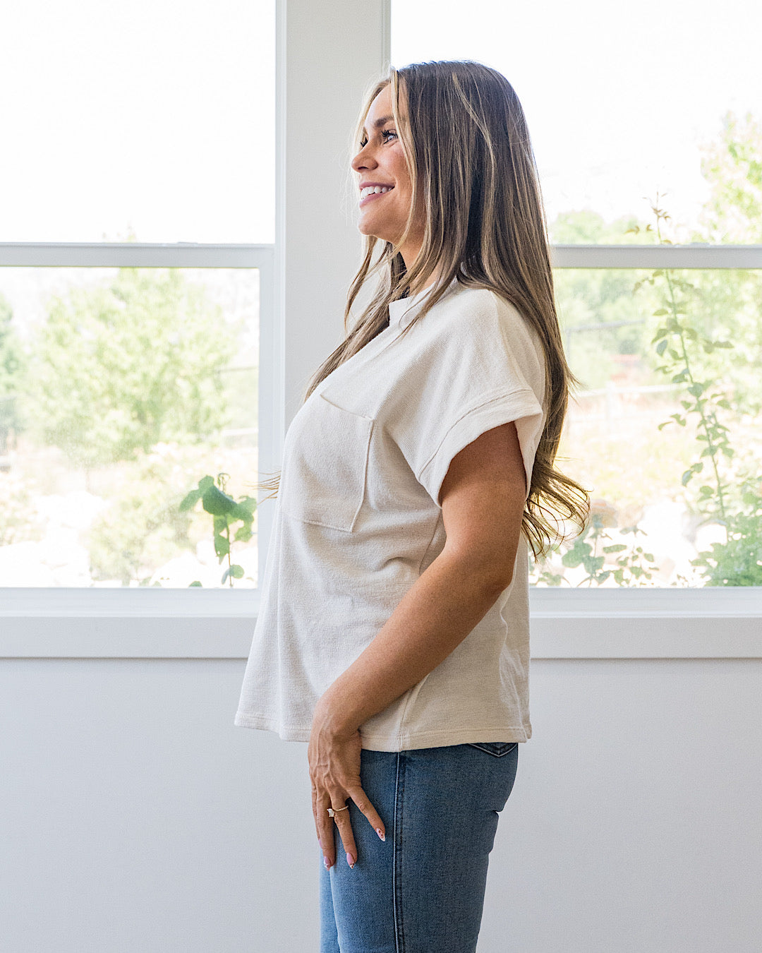 NEW! Charlotte Short Sleeve Pocket Top - Cream Tres Bien