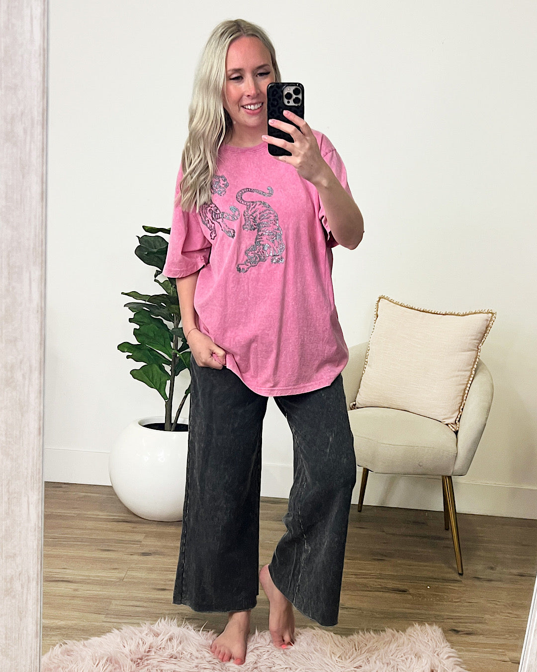 Glittery Tigers Pink Tee SALE Zutter