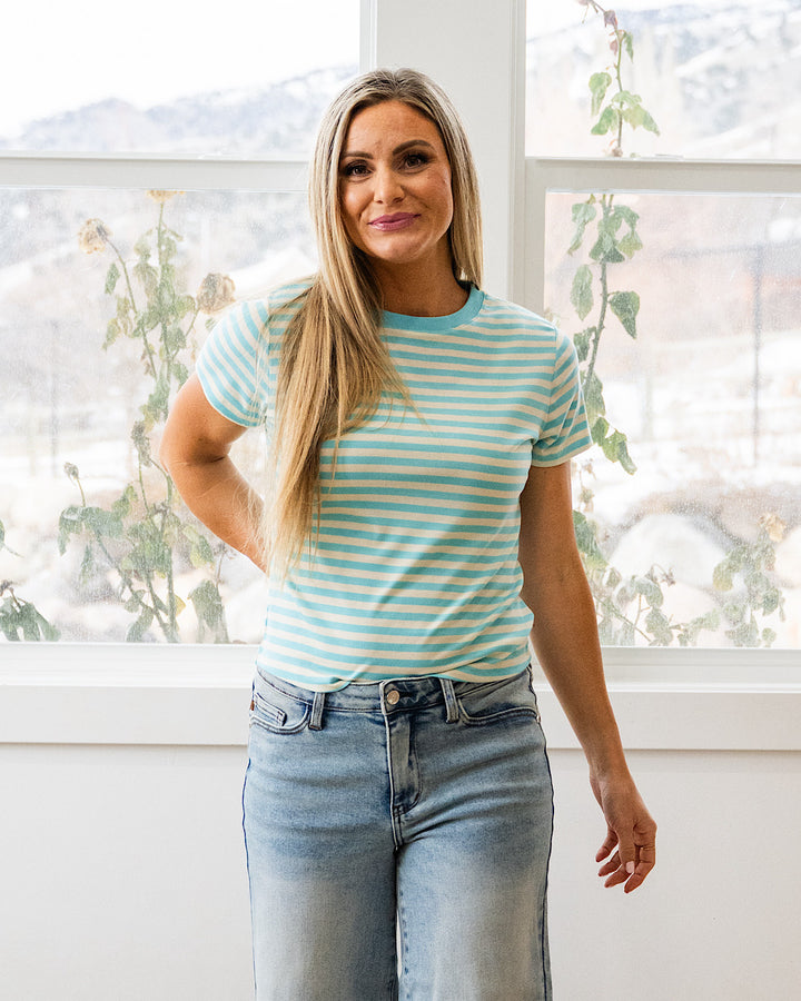NEW! Julie Striped Knit Top - Sky Blue & Ivory Wishlist
