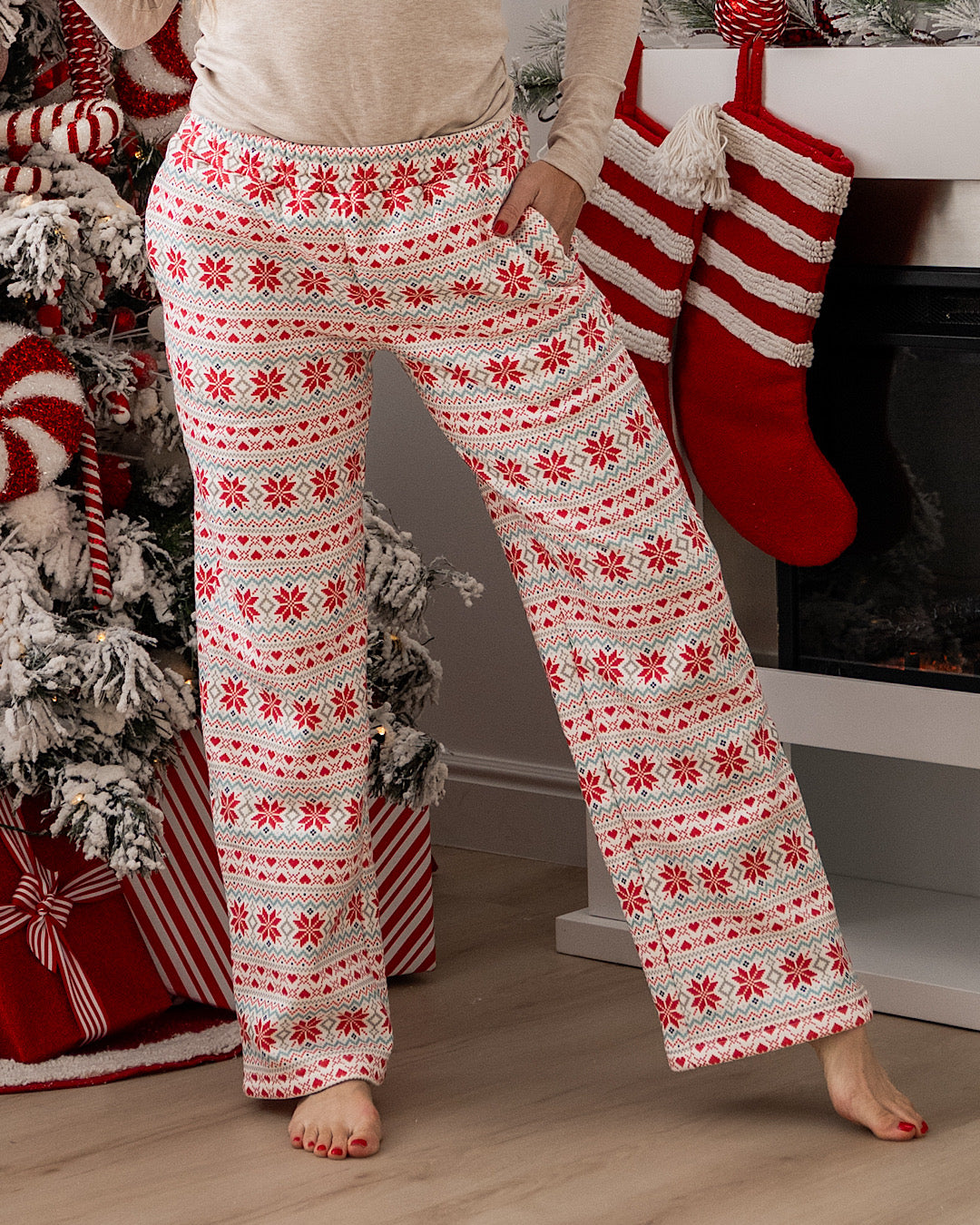 NEW! Ampersand Ave Comfort Zone Comfy Pants - Frosted Fair Isle Ampersand Ave