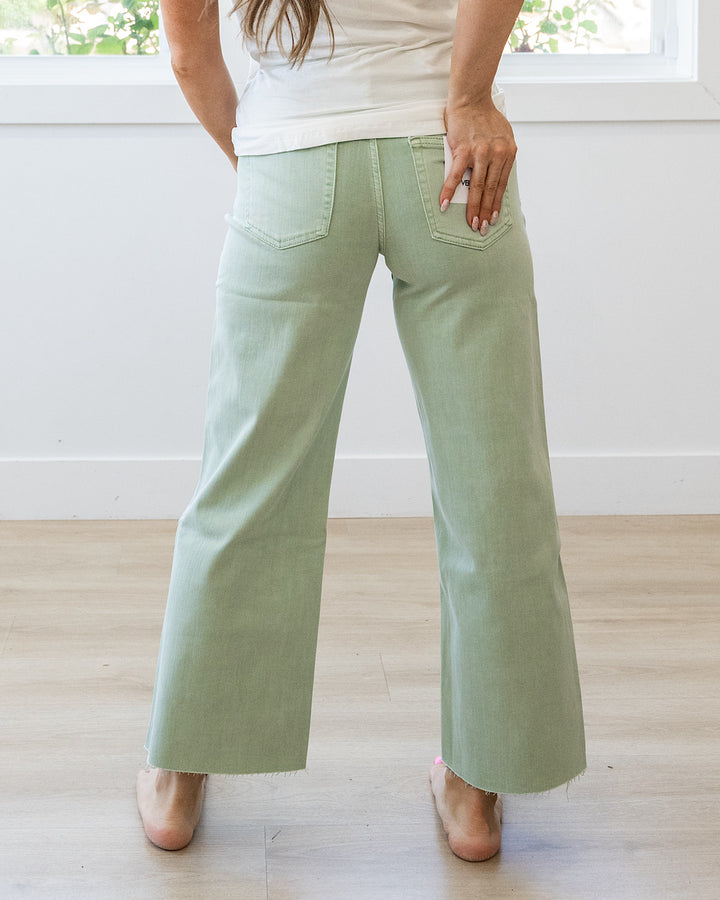 NEW! Vervet Skye Wide Leg Non Distressed Crop Jeans - Mint Vervet