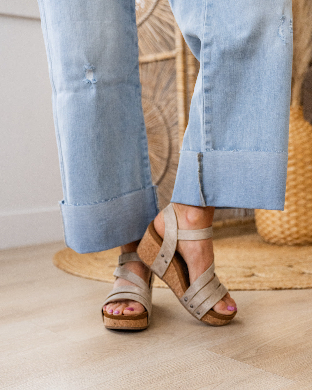 Very G Harriet Cork Wedge Sandals - Cream FINAL SALE Very G