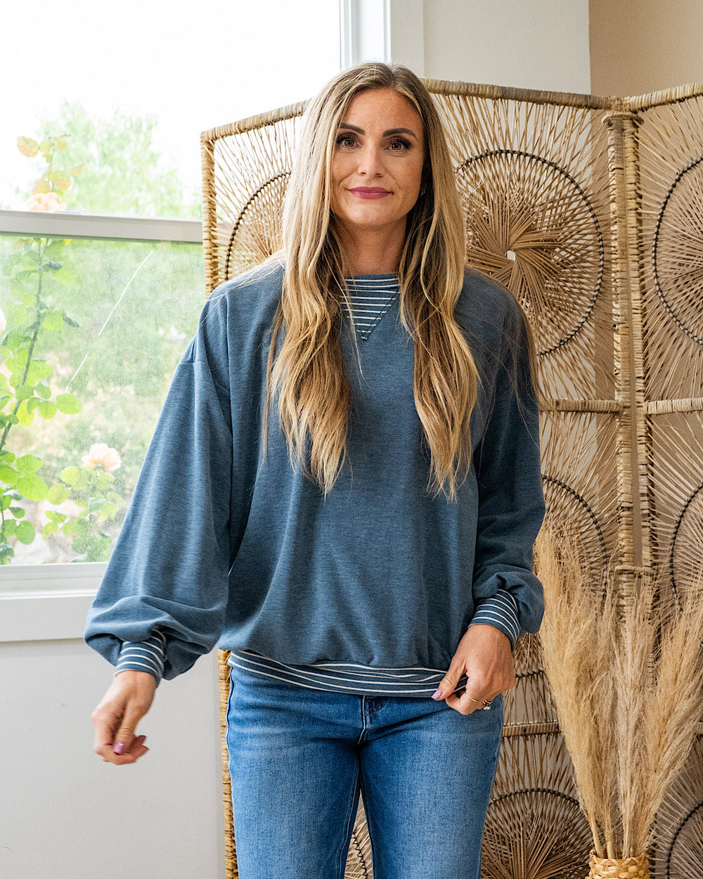 Isabel Contrast Striped Top - Blue FINAL SALE Lovely Melody