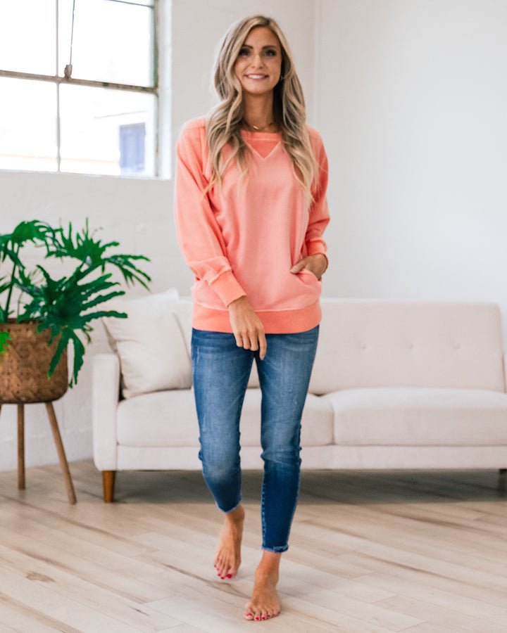 Girlfriend Crewneck Sweatshirt - Coral  Zenana   