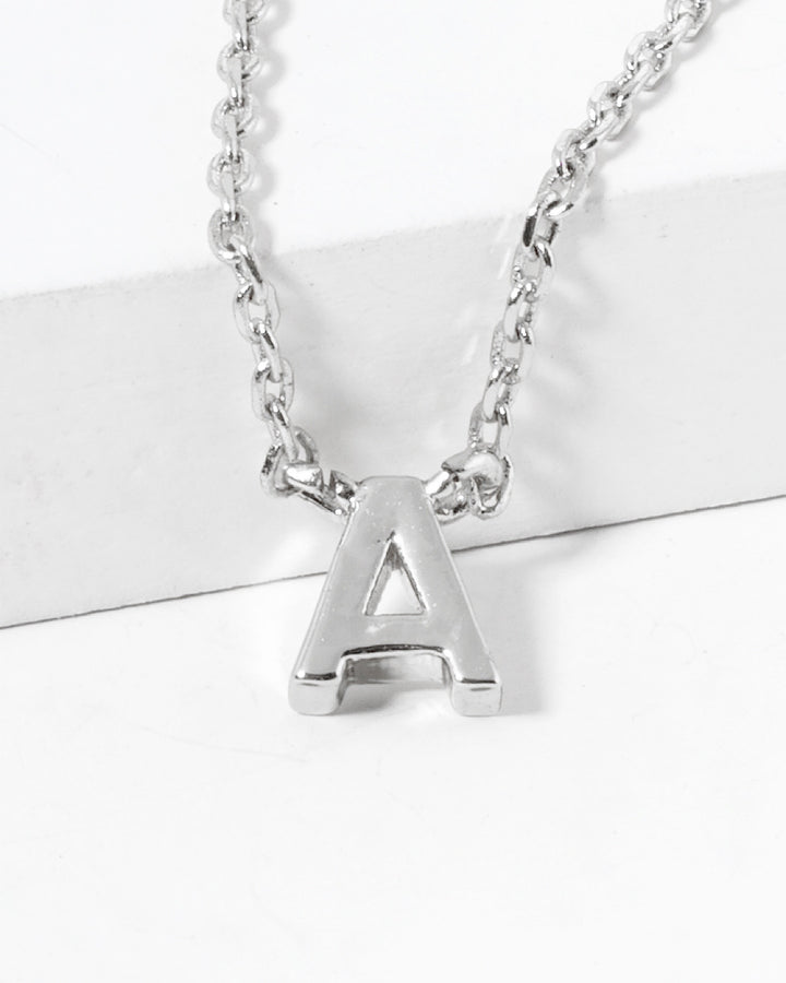 Dainty White Gold Initial Necklace - Pick Your Initial Trendy Wholesale A One Size
