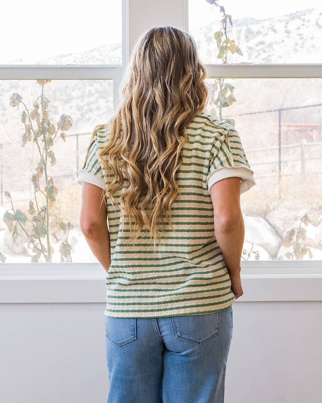 Devri Textured Striped Top - Sage Lovely Melody