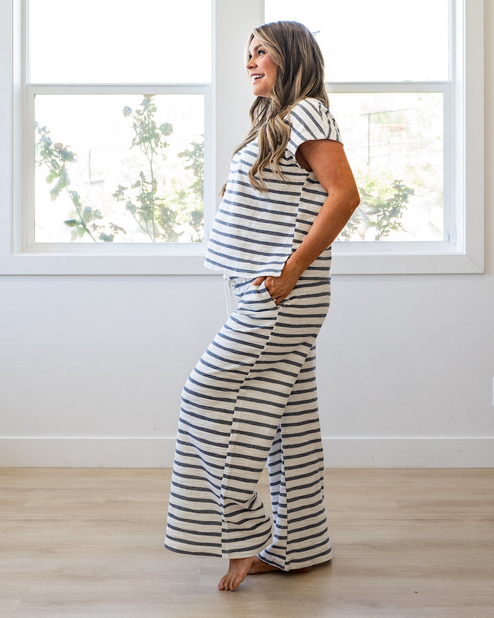 NEW! Harlow Striped Textured Knit Top - Navy Mine
