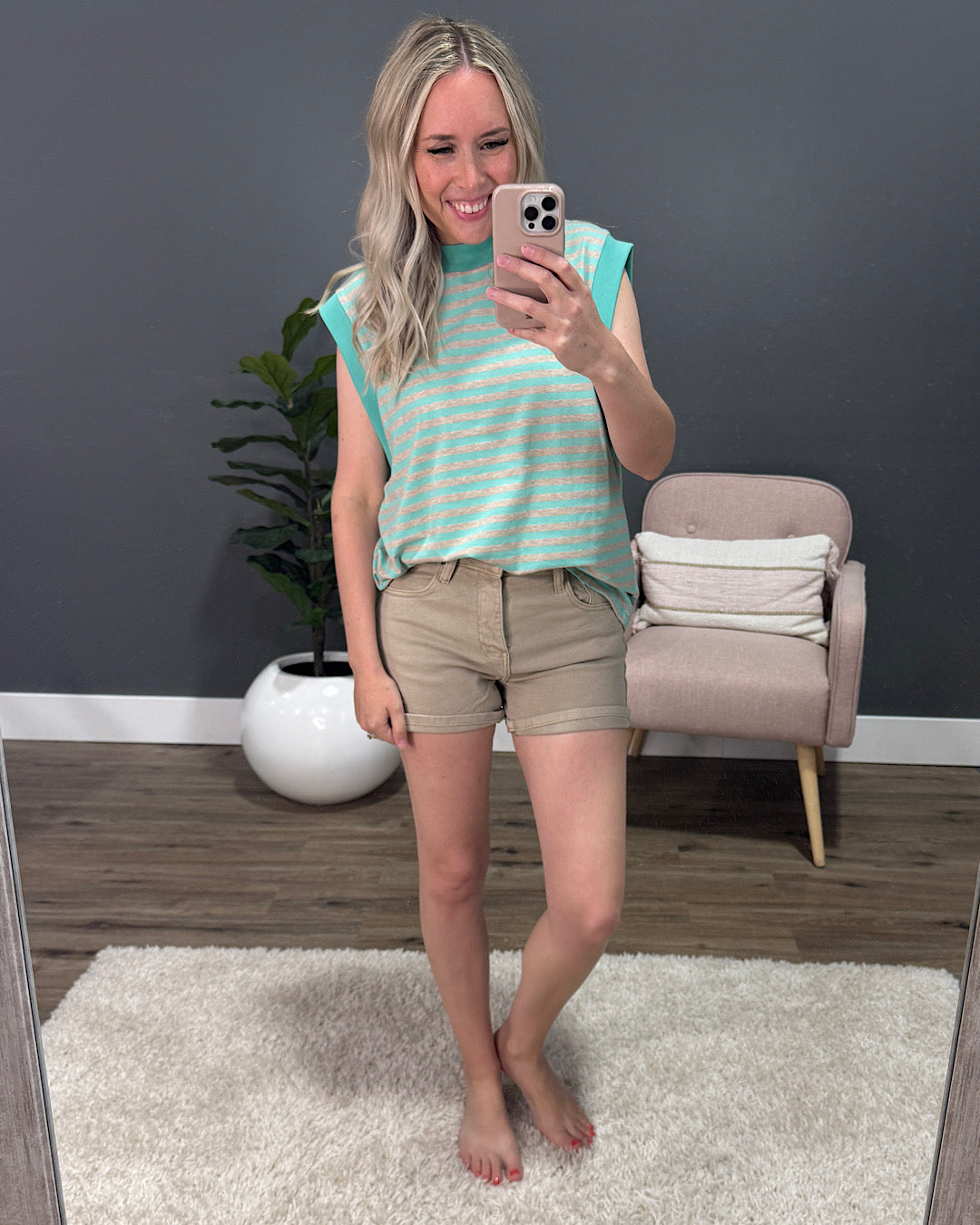 Joanna Striped Sleeveless Top - Mint FINAL SALE Bibi