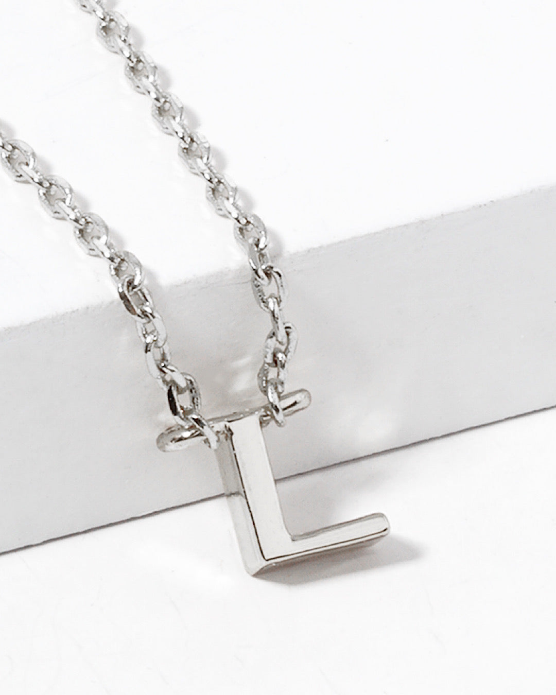 Dainty White Gold Initial Necklace - Pick Your Initial Trendy Wholesale L One Size