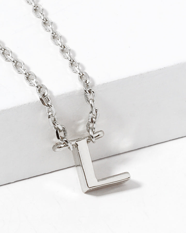 Dainty White Gold Initial Necklace - Pick Your Initial Trendy Wholesale L One Size