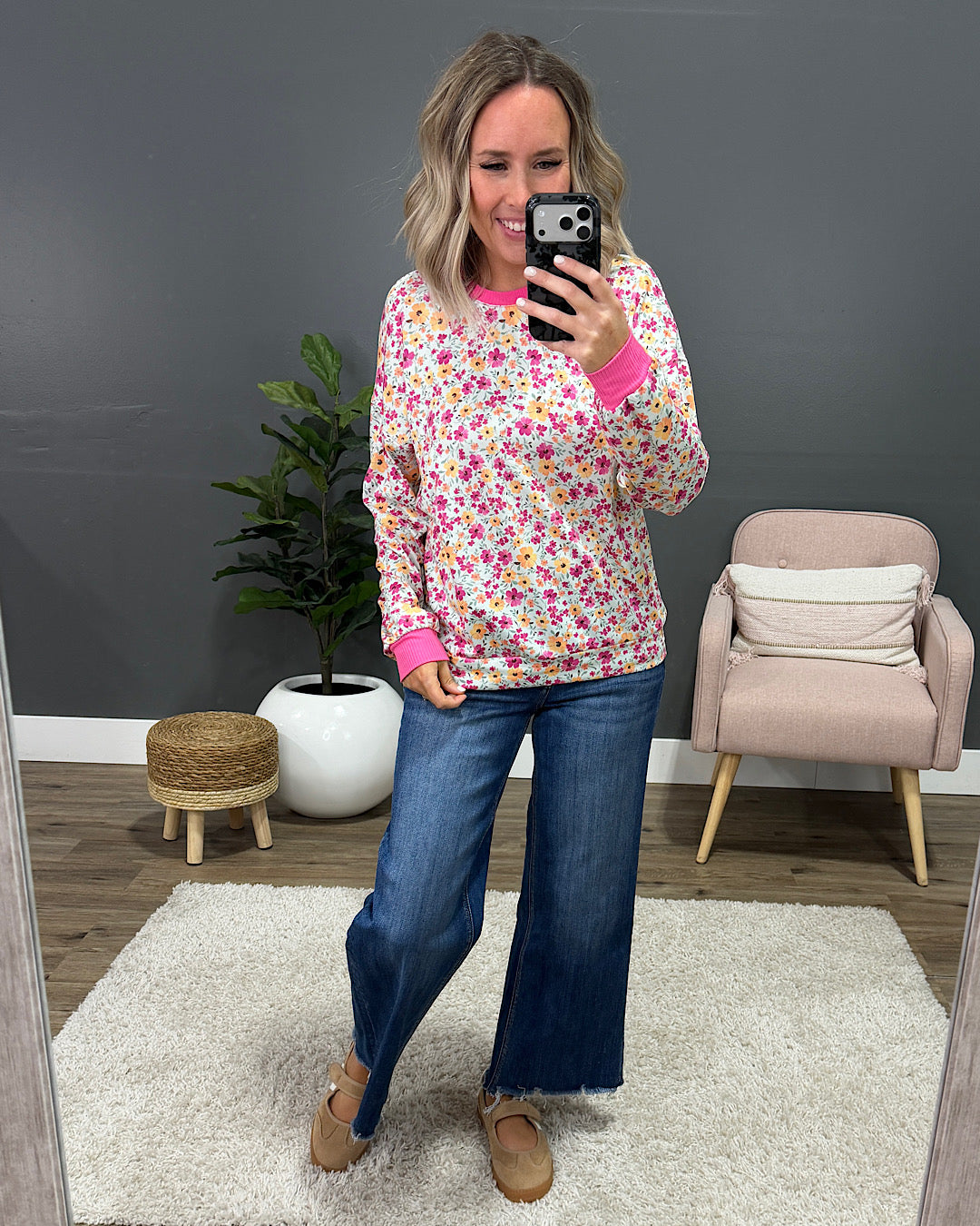 NEW! Clarissa Floral Knit Top - Mint & Fuchsia PS Kate