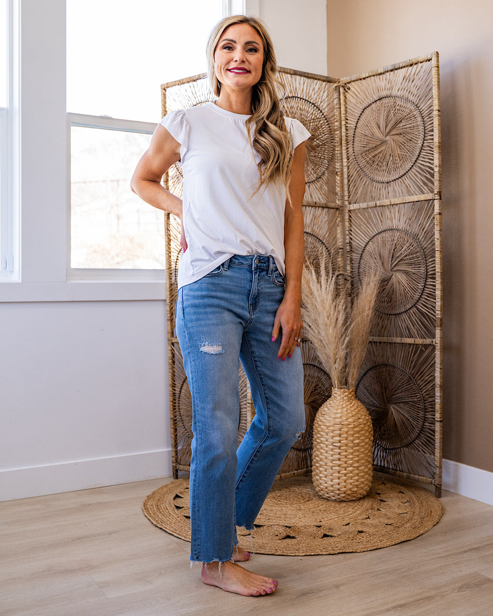 Demi Flutter Sleeve Top - White FINAL SALE Staccato