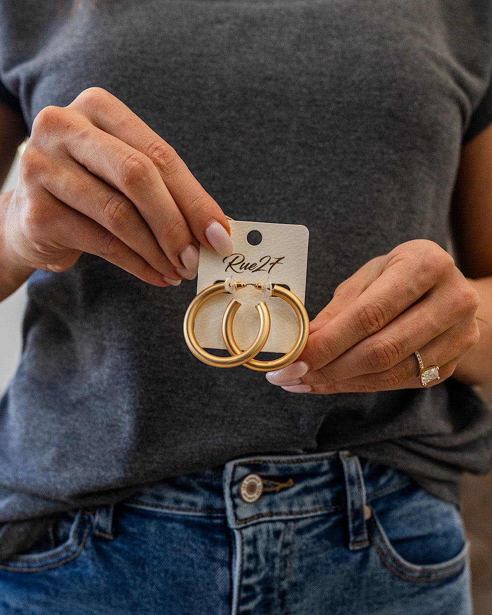 Matte Gold Open Hoop Earrings Trendy Wholesale