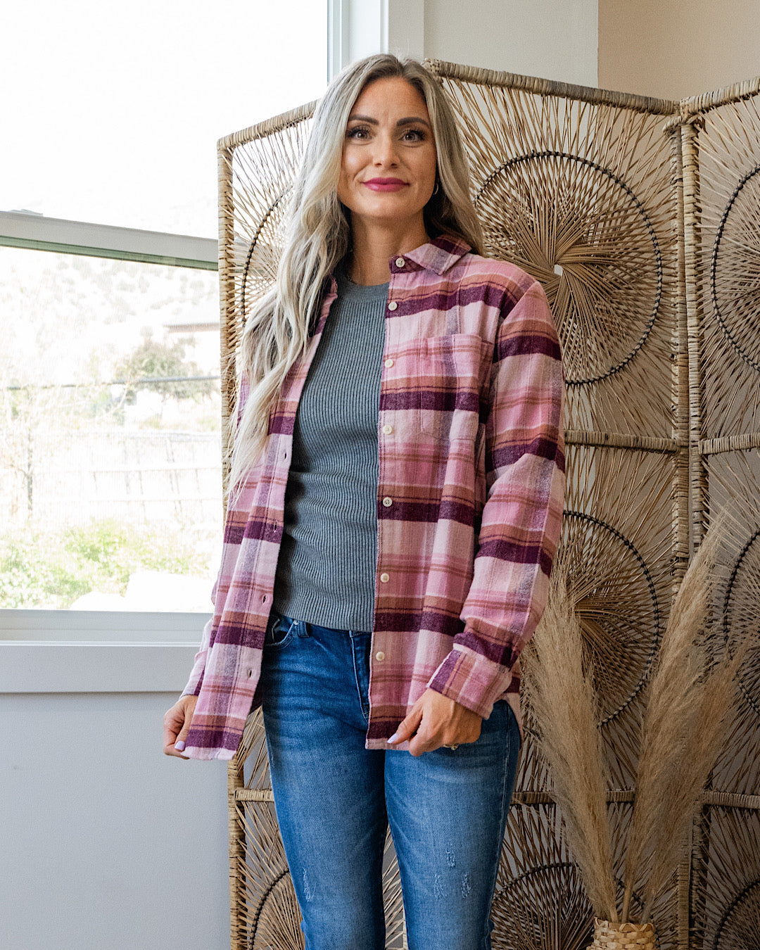 Manny Magenta Haze Plaid Flannel Top FINAL SALE Thread & Supply