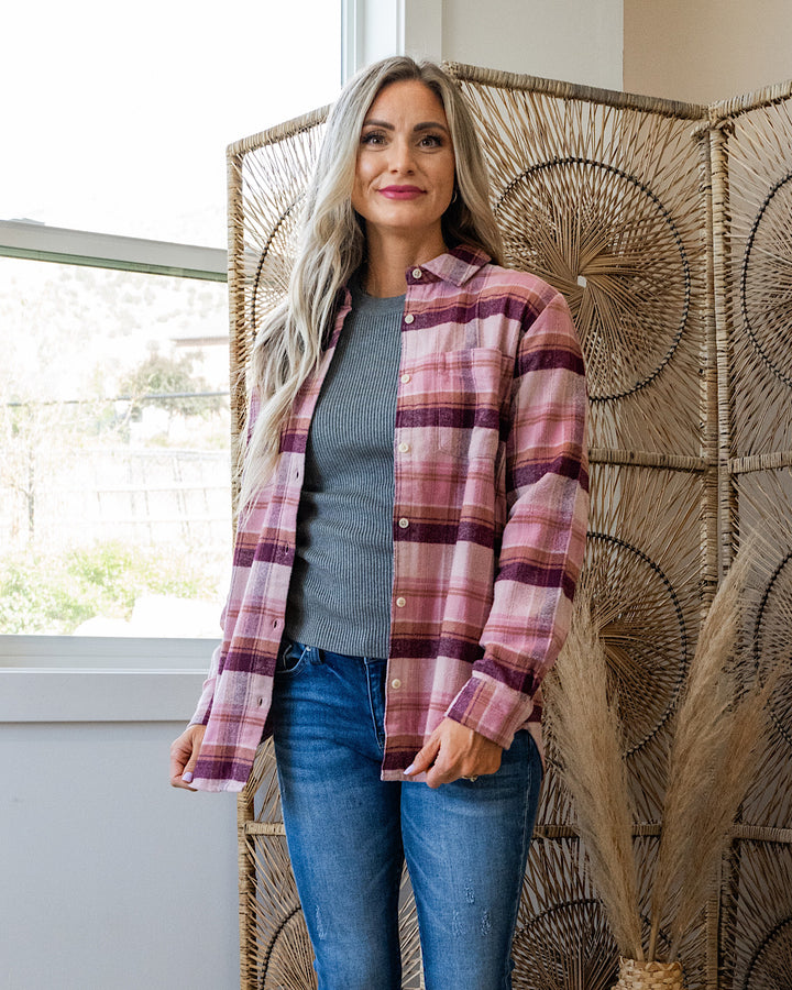 Manny Magenta Haze Plaid Flannel Top FINAL SALE Thread & Supply