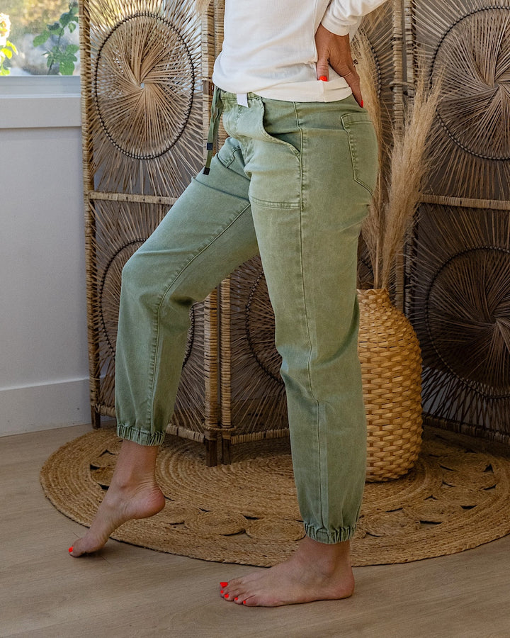 Mica Notice Me Jogger Jeans - Olive Mica Denim