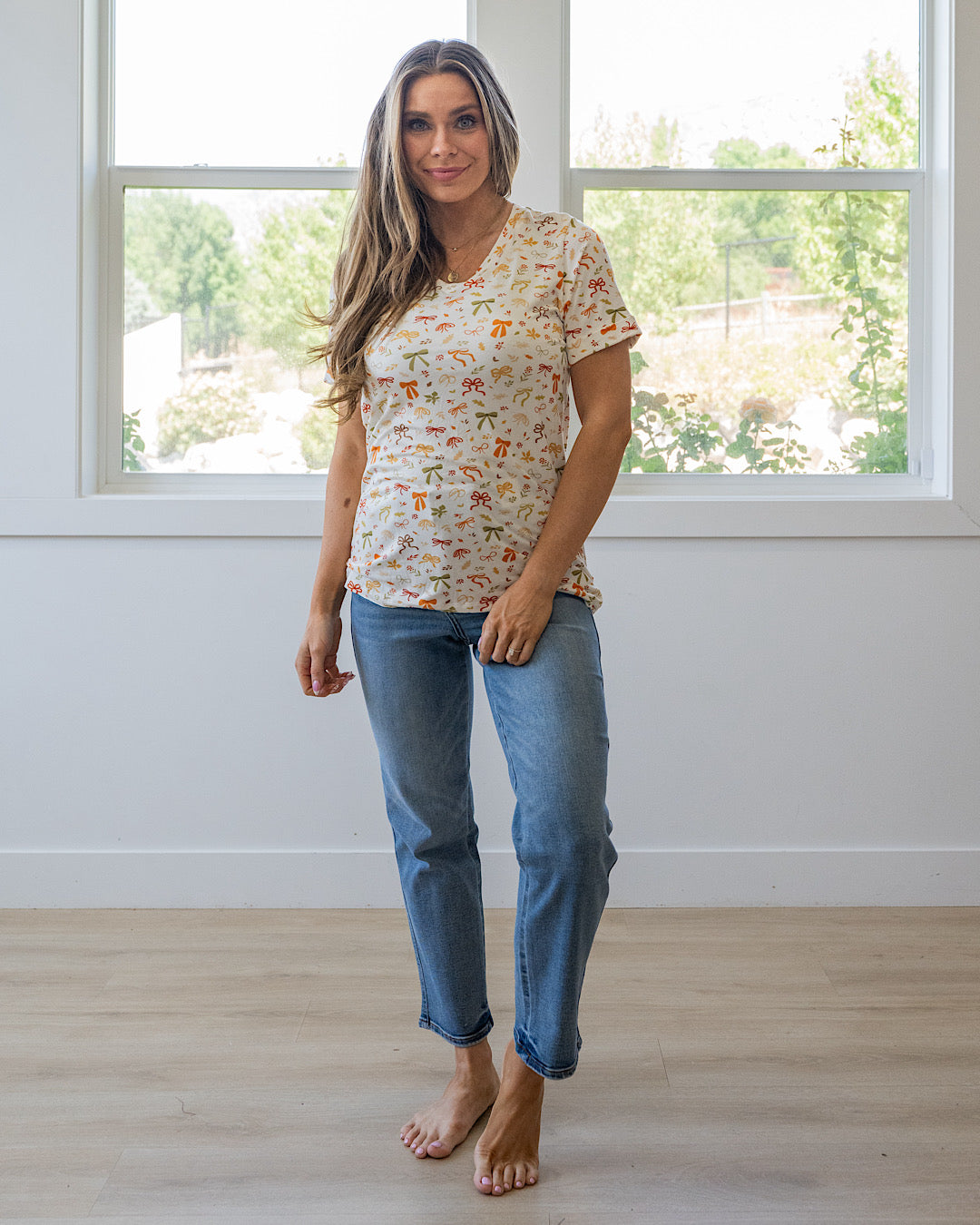 Sophie V Neck Top - Harvest Bows Michelle Mae