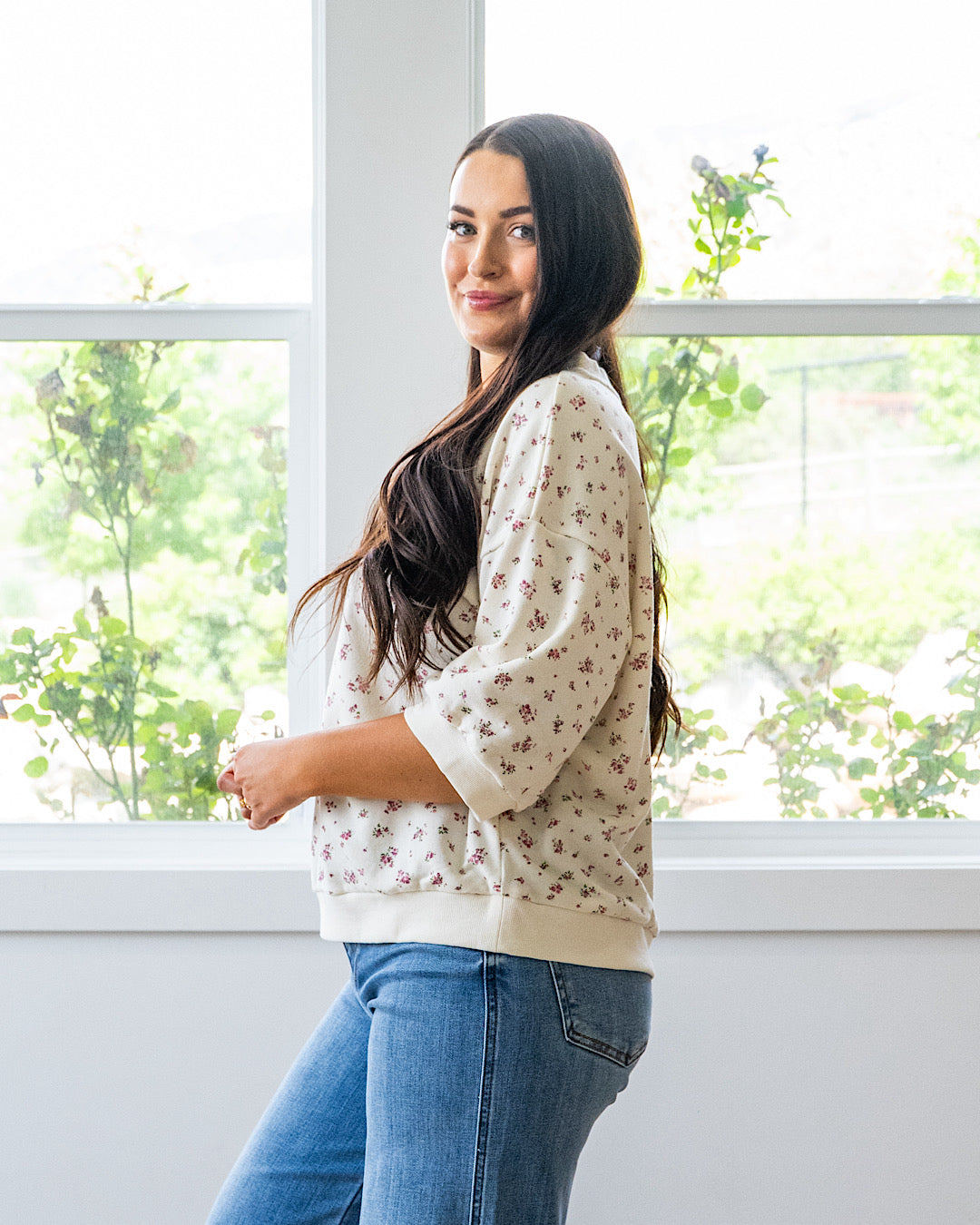 NEW! Tessa Floral Knit Top - Ivory Multi Mine