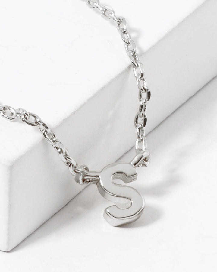 Dainty White Gold Initial Necklace - Pick Your Initial Trendy Wholesale S One Size