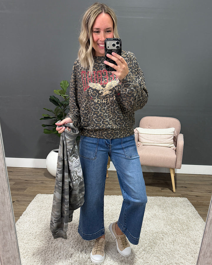 Free Bird America 1977 Leopard Long Sleeve Top Zutter