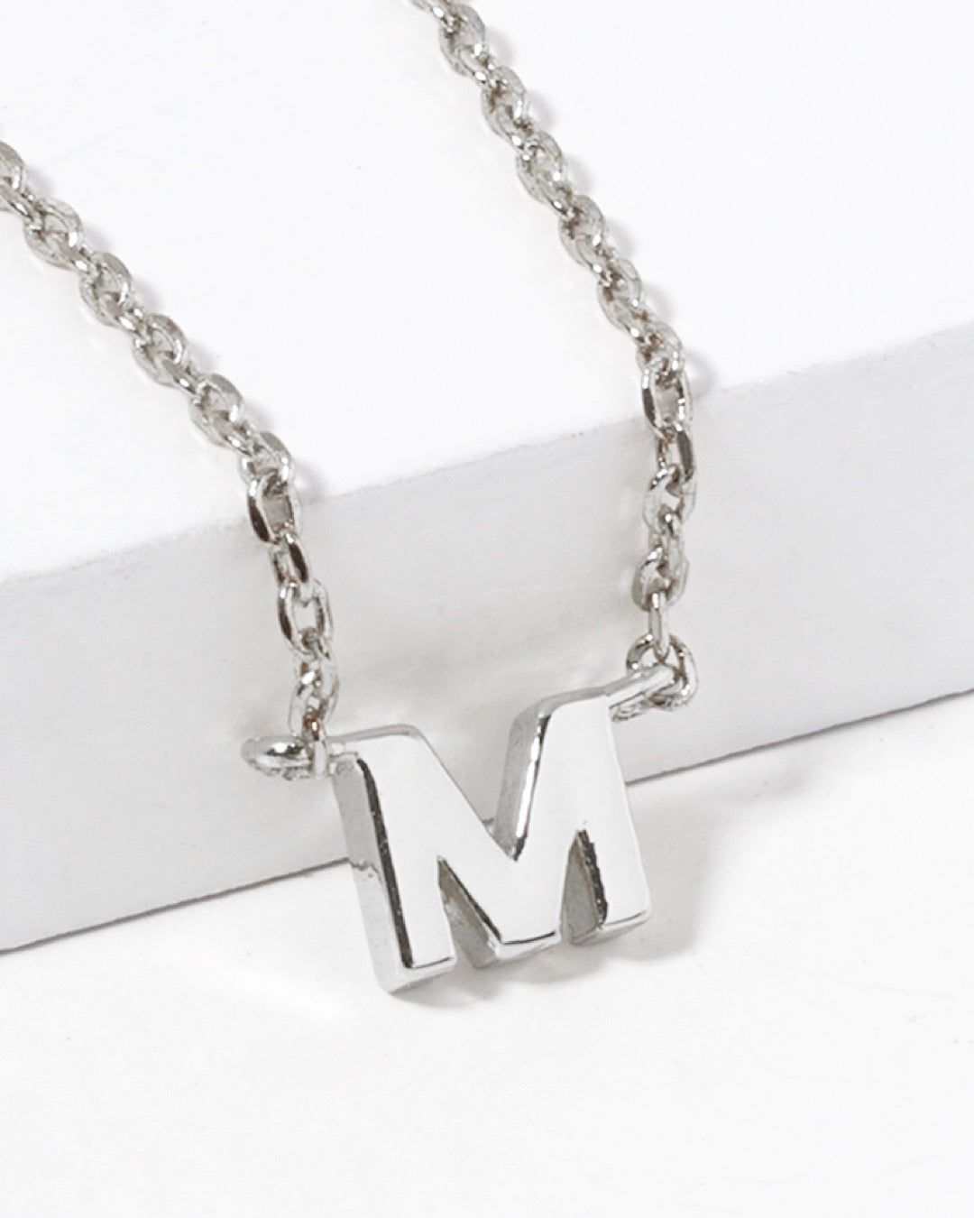 Dainty White Gold Initial Necklace - Pick Your Initial Trendy Wholesale M One Size