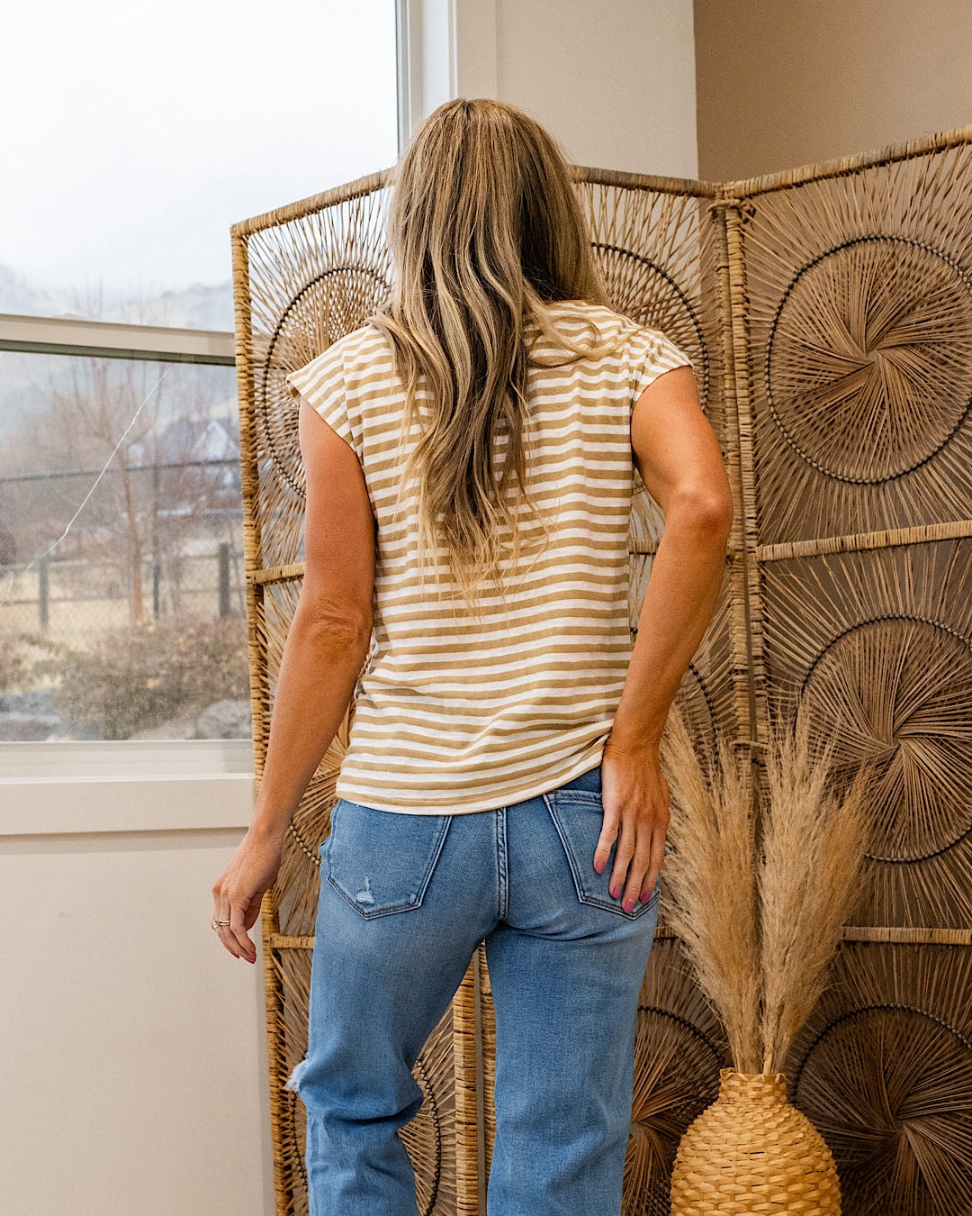 Erin Striped Twist Top - Mocha FINAL SALE Staccato