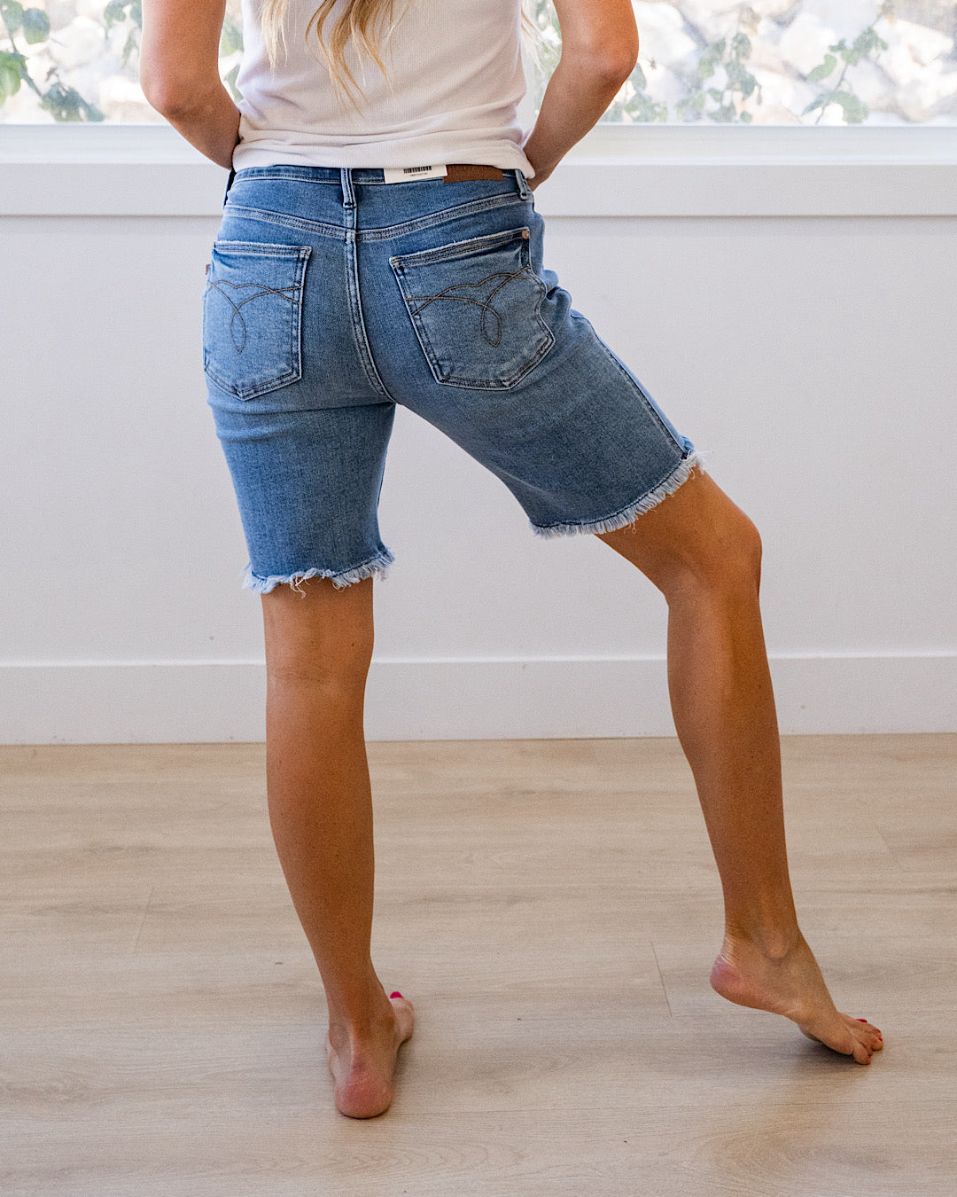 Judy Blue Britta Fray Hem Bermuda Jean Shorts Judy Blue