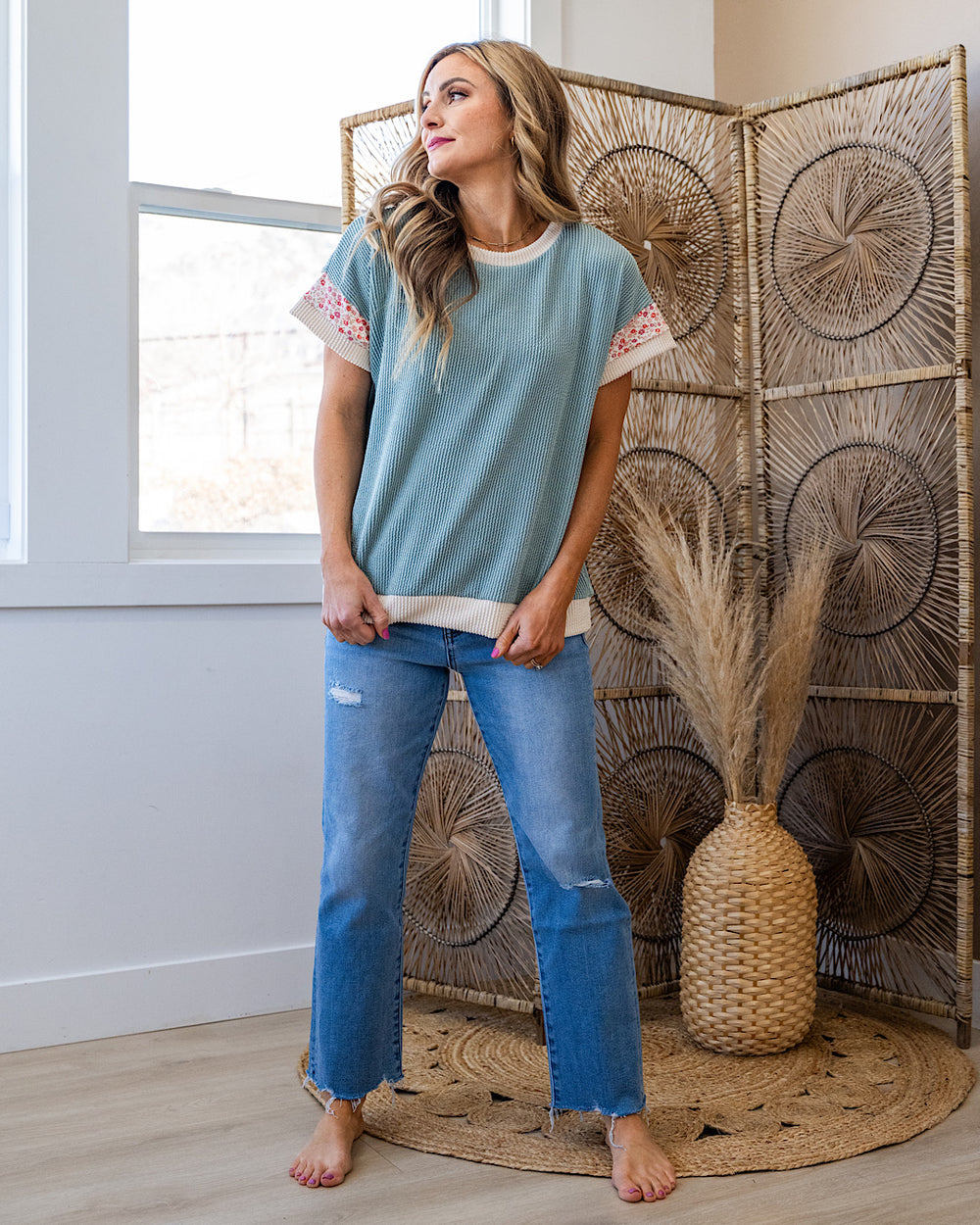 Sierra Corded Color Block Top - Blue FINAL SALE Lovely Melody