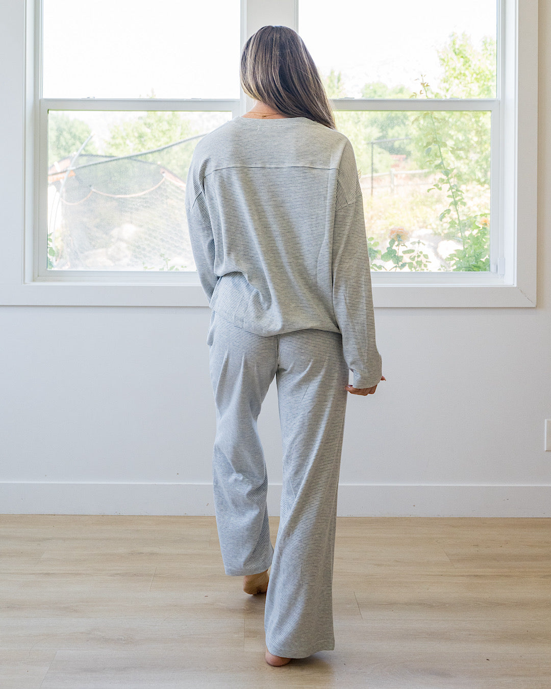 Stop Here Striped Knit Set - Heather Gray & Cream Wishlist