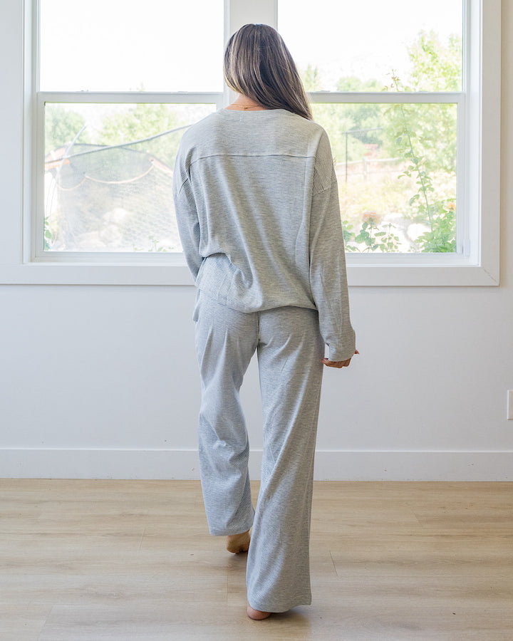 Stop Here Striped Knit Set - Heather Gray & Cream Wishlist