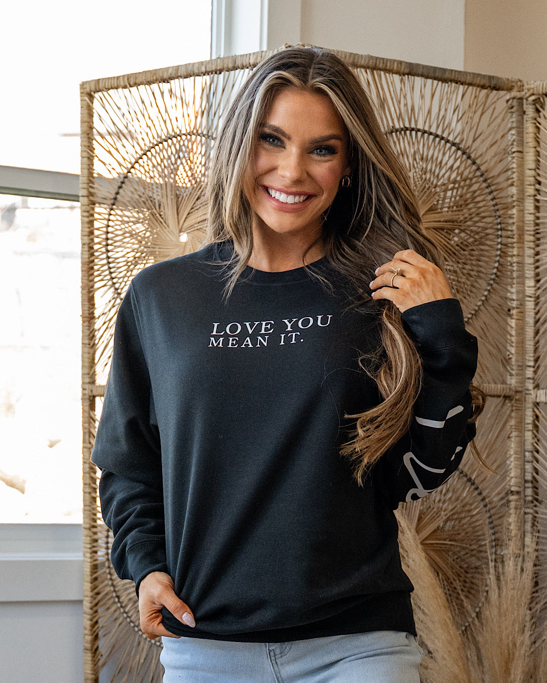 Love You Mean It Black Sweatshirt Southern Bliss