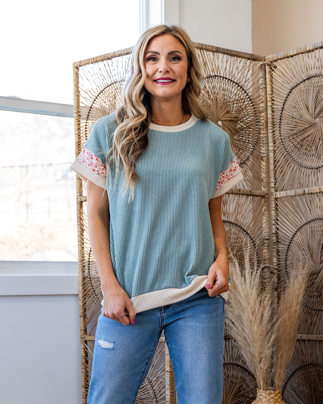 Sierra Corded Color Block Top - Color Options Available! Lovely Melody Blue