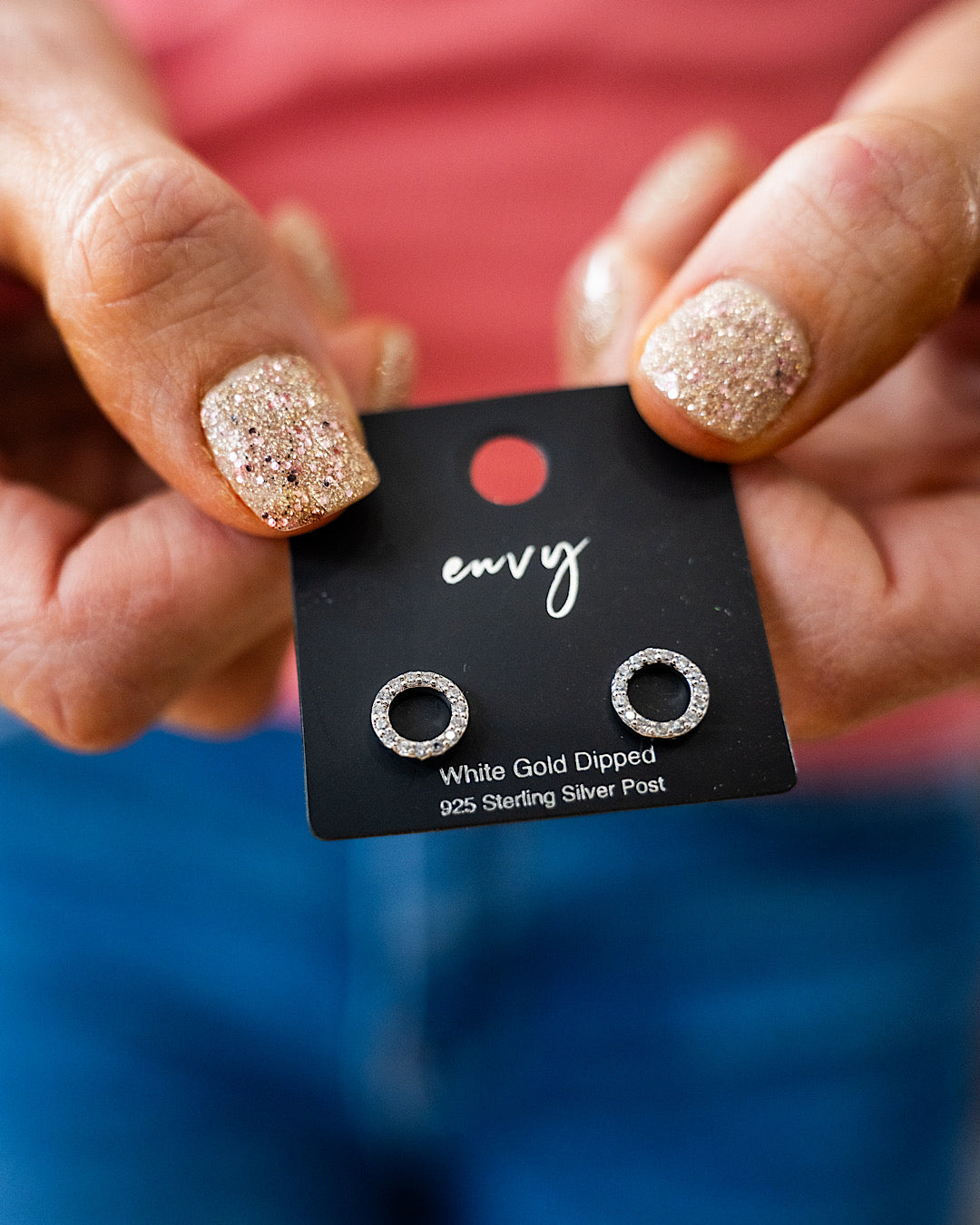 Round White Gold Earrings with Rhinestones Trendy Wholesale