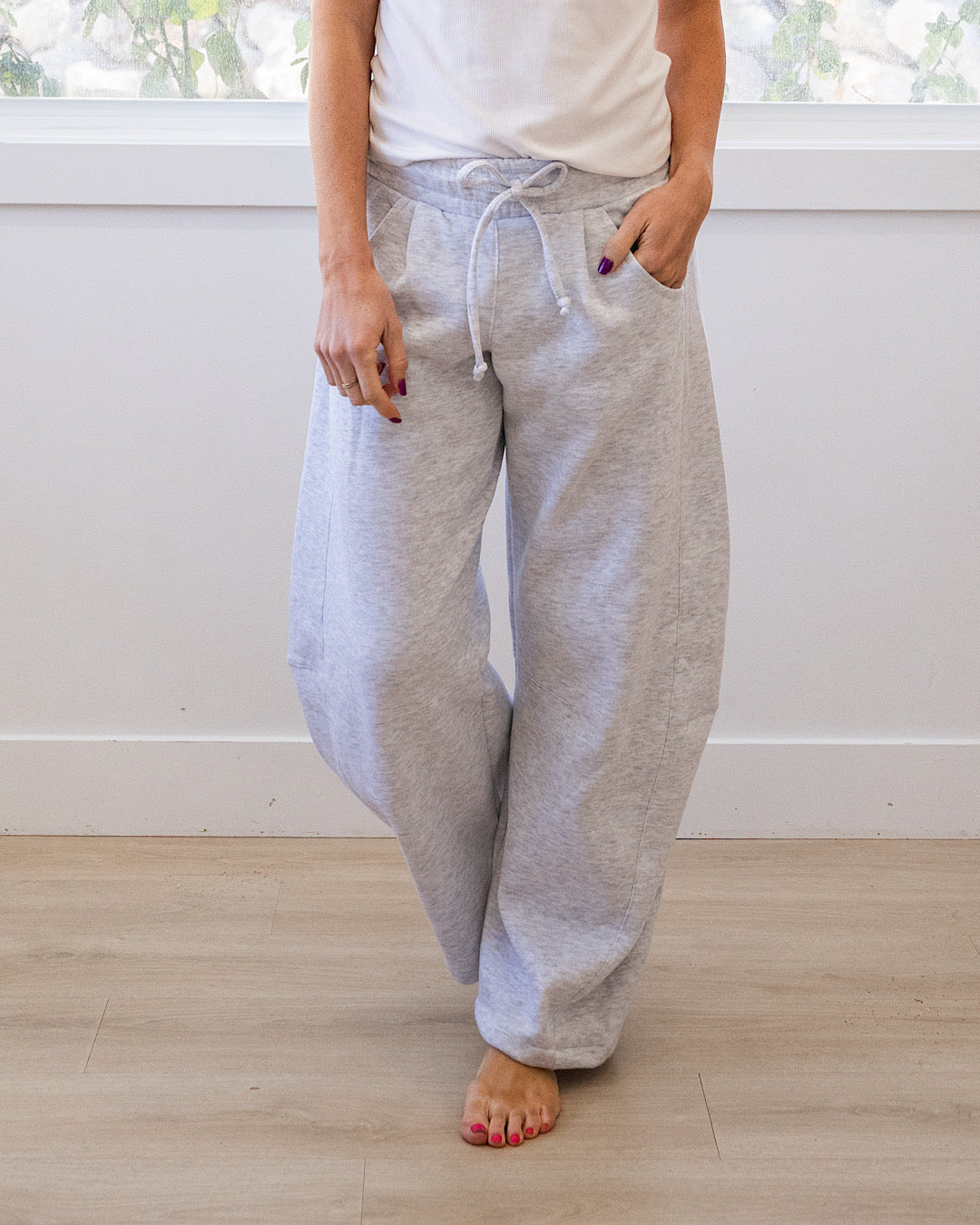 NEW! Micael Barrel Leg Lounge Pants - Ice Gray Reflex