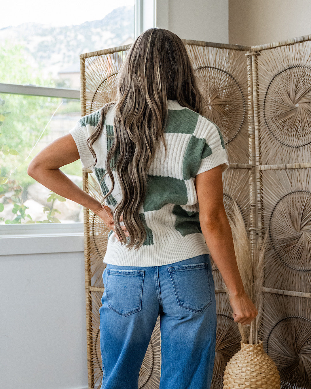 Joey Textured Checkered Sweater - Sage Michelle Mae