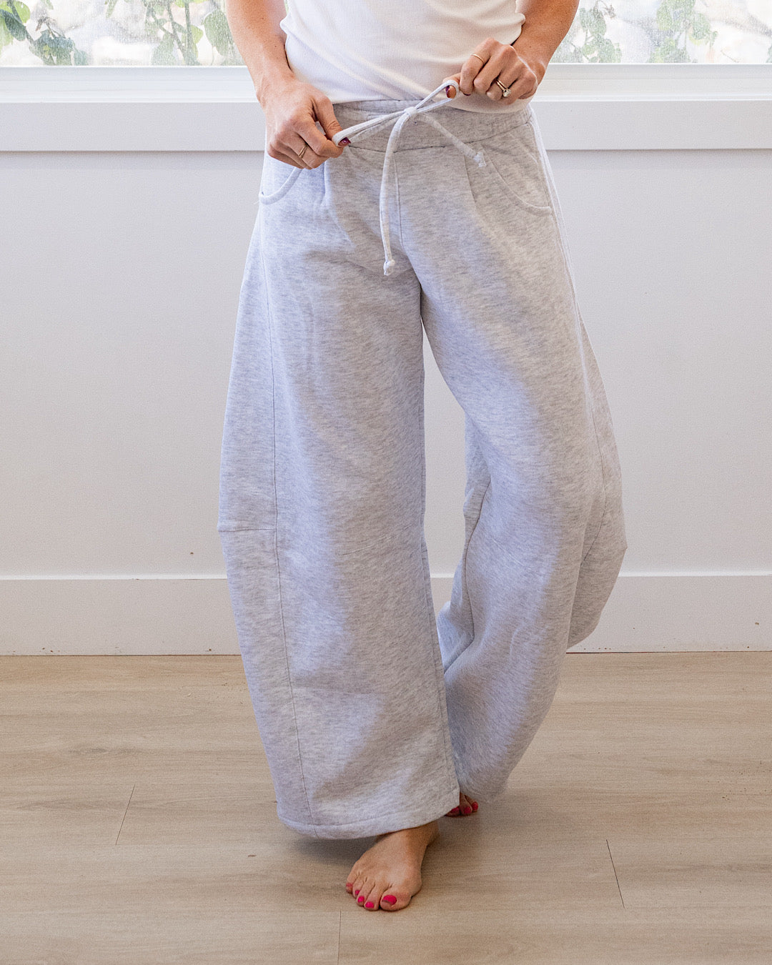 Micael Barrel Leg Lounge Pants - Ice Gray Reflex