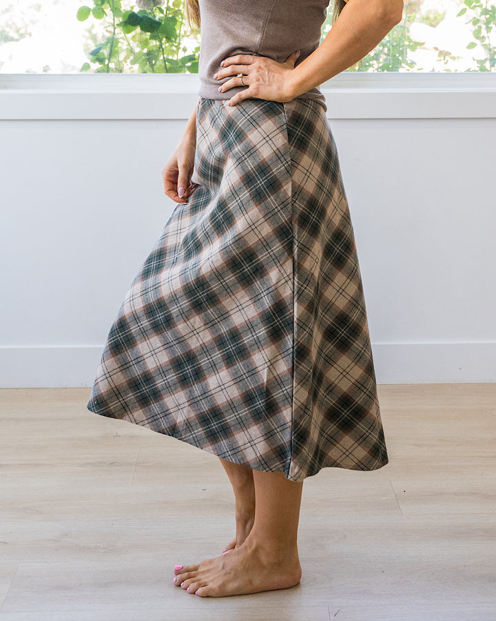 Jade Plaid A-Line Skirt - Hunter Green Be Cool