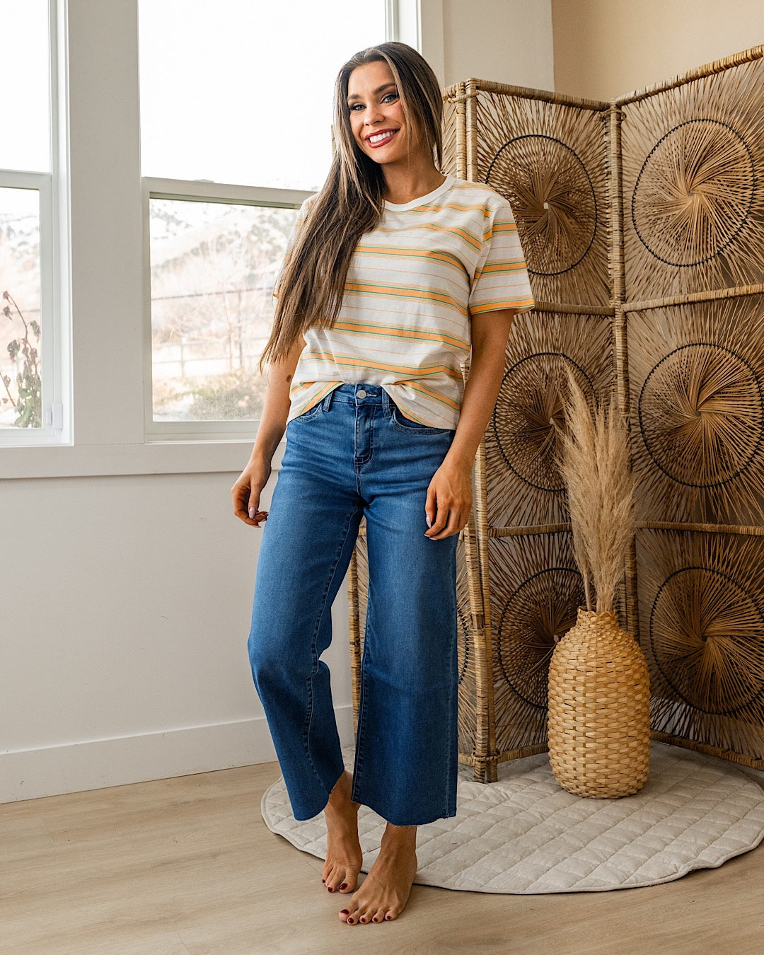 Kelsey Striped Short Sleeve Top - Citrus FINAL SALE Wishlist