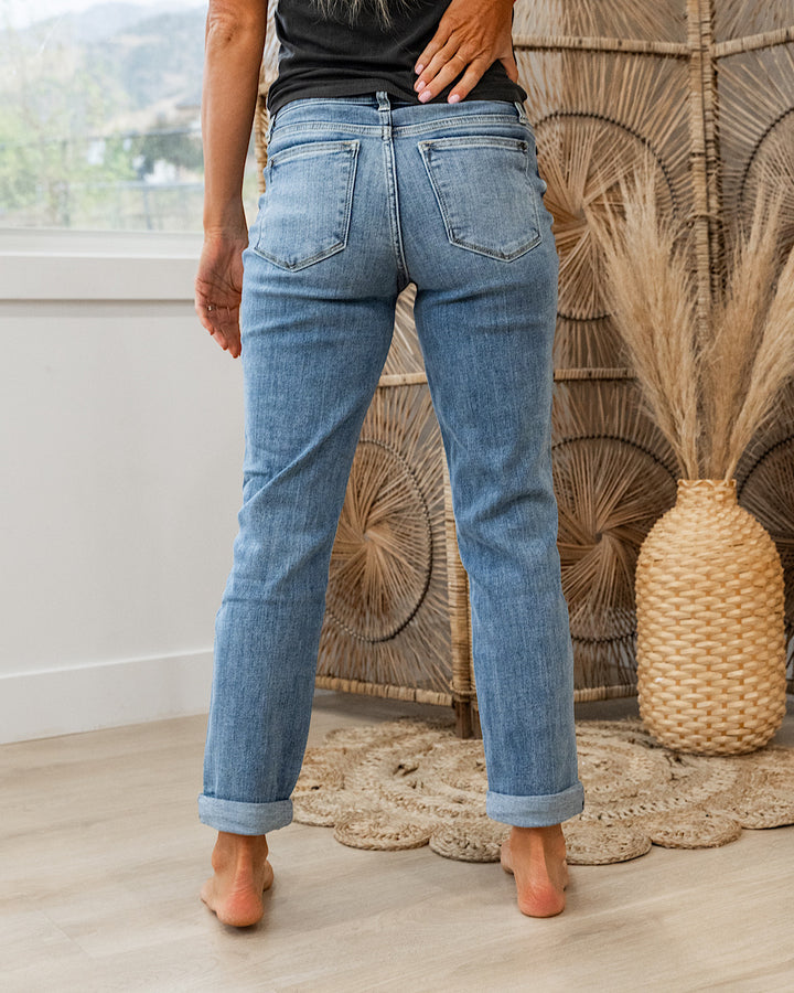 Judy Blue Evalina Roll Hem Boyfriend Jeans Judy Blue