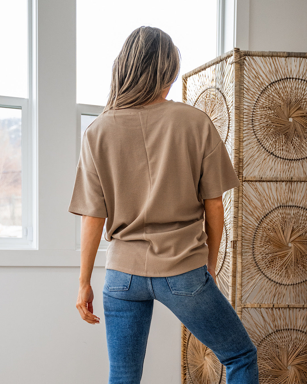 DOORBUSTER! Nashville Ribbed Taupe Top Haptics