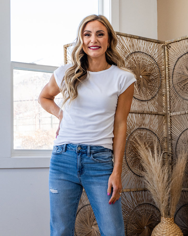 Piper Cap Sleeve Ribbed Top - Color Options Available! Be Cool Ivory