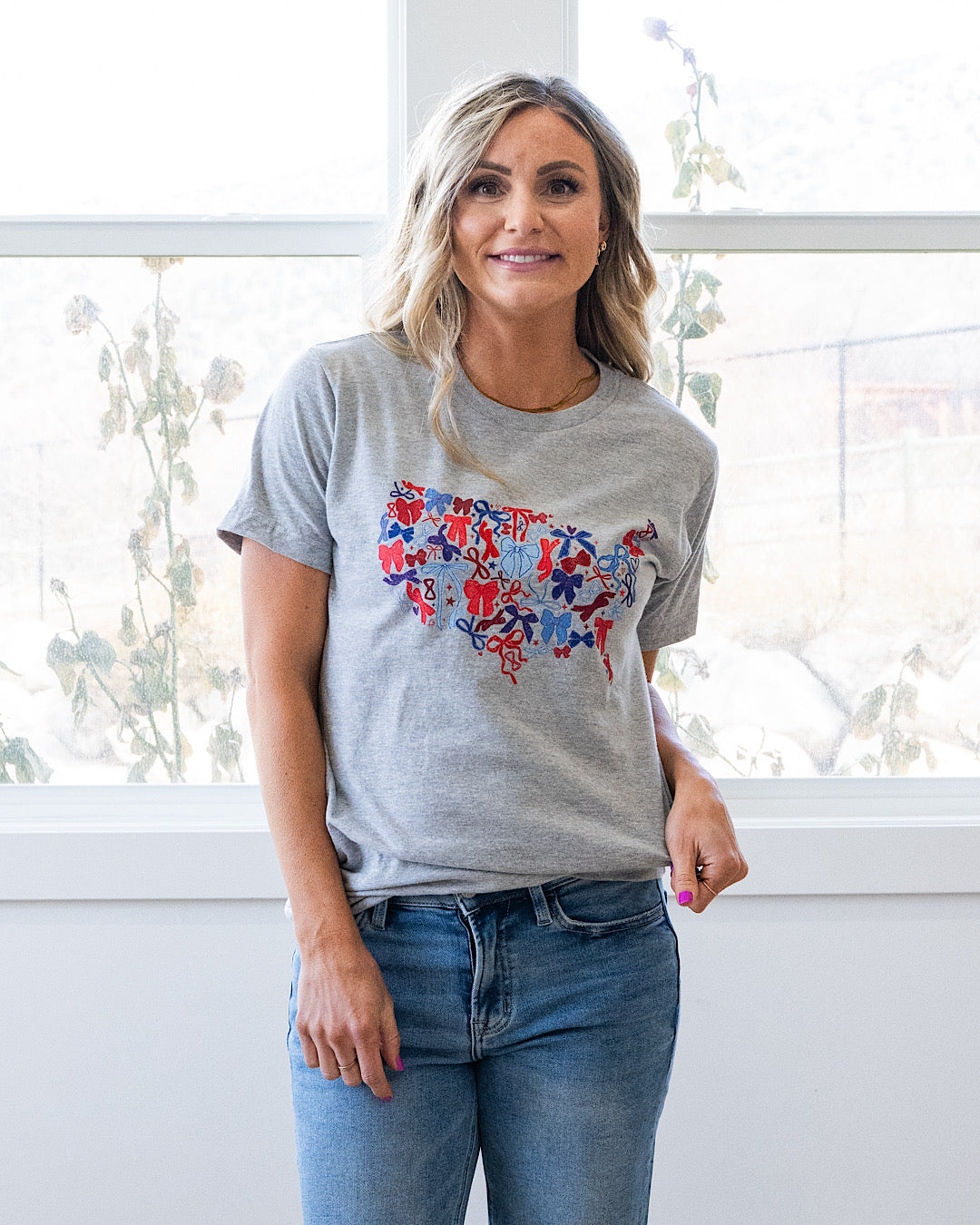 United States Bow Map Heather Gray Tee Kissed Apparel